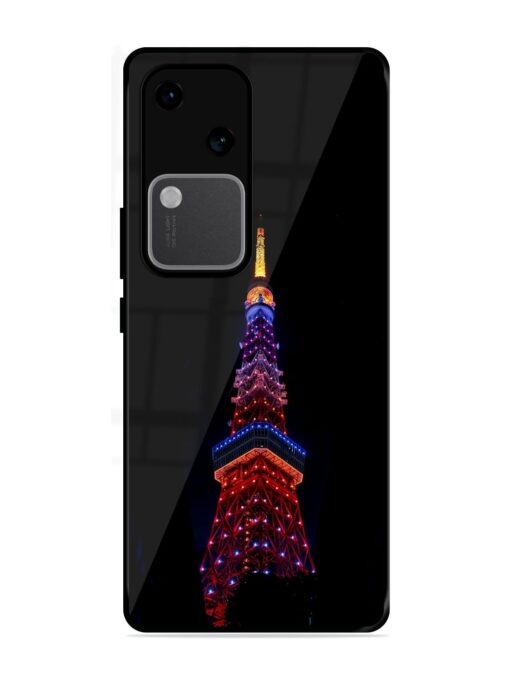 Eiffel Tower Night View Glossy Metal Phone Cover for Vivo V30 (5G)