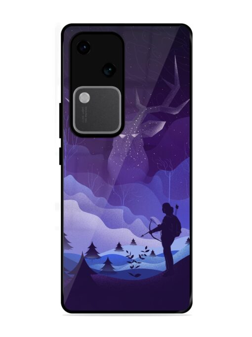 Deer Forest River Glossy Metal Phone Cover for Vivo V30 (5G)