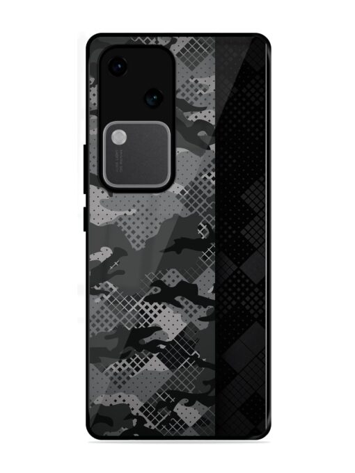 Dark Camouflage Glossy Metal Phone Cover for Vivo V30 (5G)