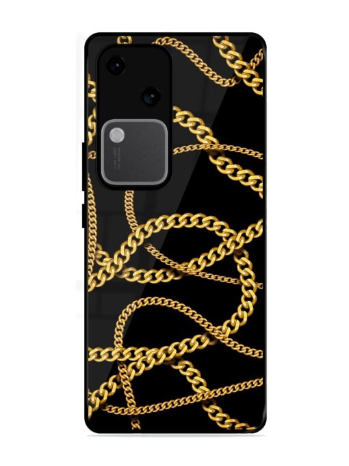 Decorative Golde Chain Glossy Metal Phone Cover for Vivo V30 (5G)