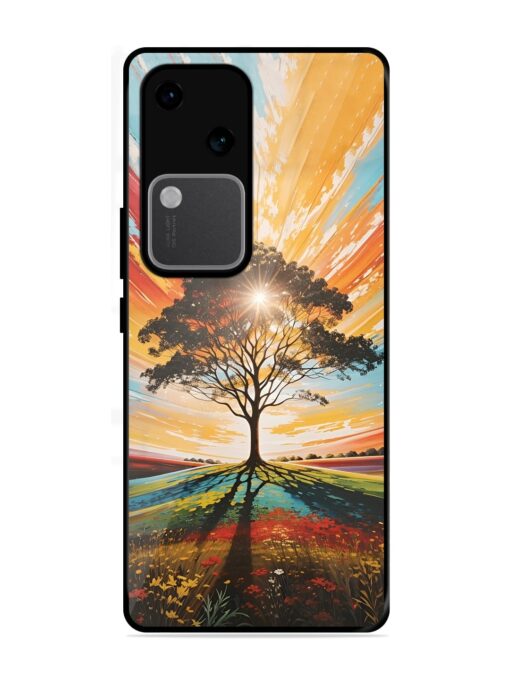 Abstract Tree Colorful Art Glossy Metal Phone Cover for Vivo V30 (5G) Zapvi