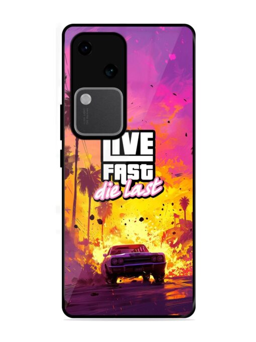 Live Fast Glossy Metal Phone Cover for Vivo V30 (5G)