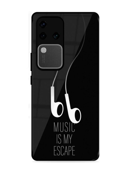 Music Is My Escape Glossy Metal Phone Cover for Vivo V30 Pro (5G) Zapvi