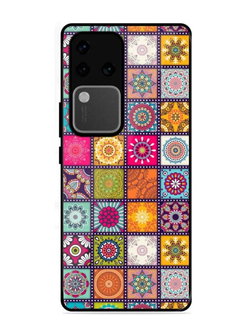 Seamless Pattern Vintage Glossy Metal Phone Cover for Vivo V30 Pro (5G)