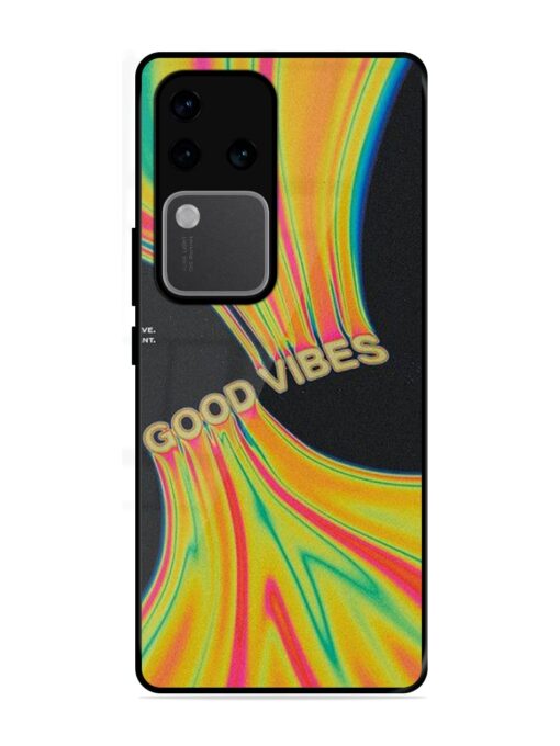 Good Vibes Glossy Metal Phone Cover for Vivo V30 Pro (5G)