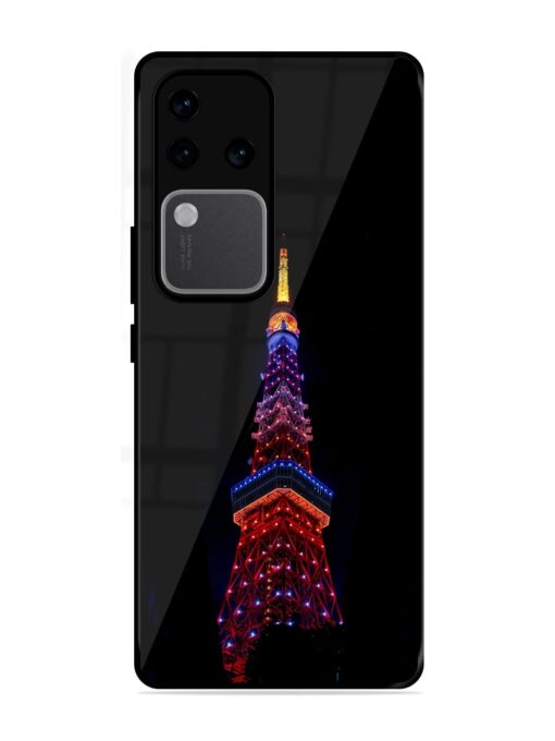 Eiffel Tower Night View Glossy Metal Phone Cover for Vivo V30 Pro (5G) Zapvi