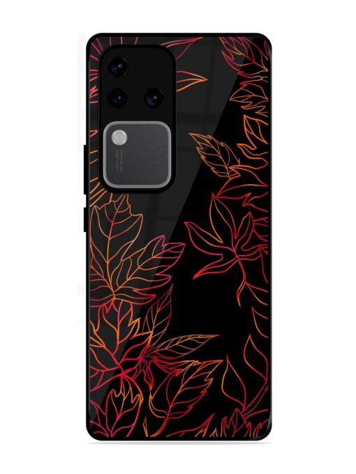 Red Floral Pattern Glossy Metal Phone Cover for Vivo V30 Pro (5G)