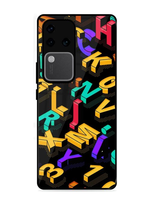 Seamless Pattern With Letters Glossy Metal Phone Cover for Vivo V30 Pro (5G) Zapvi