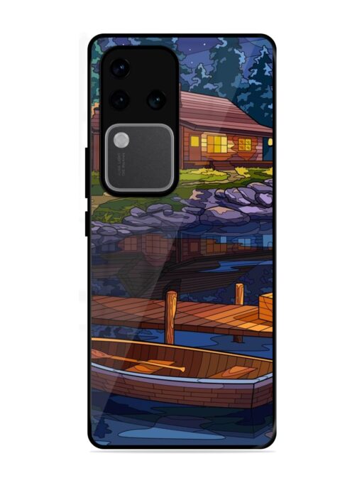 Village Night Scene Glossy Metal Phone Cover for Vivo V30 Pro (5G)