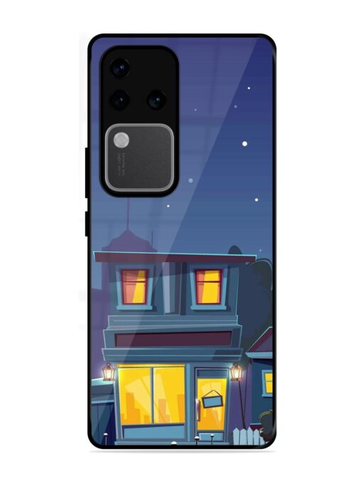 Vector Night House Glossy Metal Phone Cover for Vivo V30 Pro (5G) Zapvi