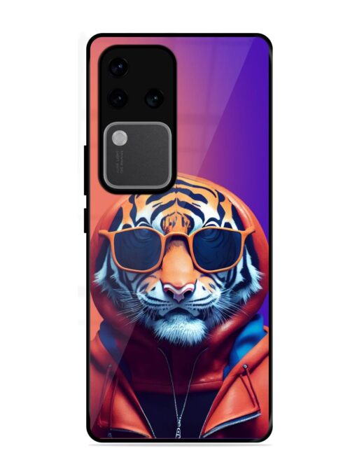 Tiger Animation Glossy Metal Phone Cover for Vivo V30 Pro (5G)