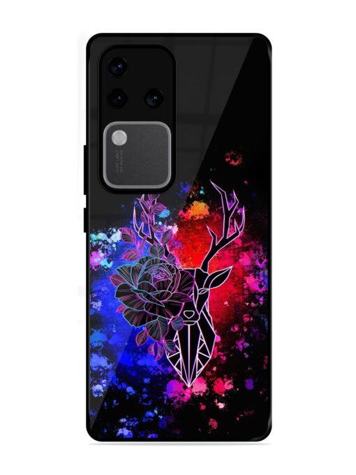 Floral Deer Art Glossy Metal Phone Cover for Vivo V30 Pro (5G)