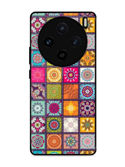 Seamless Pattern Vintage Glossy Metal Phone Cover for Vivo X100 (5G)