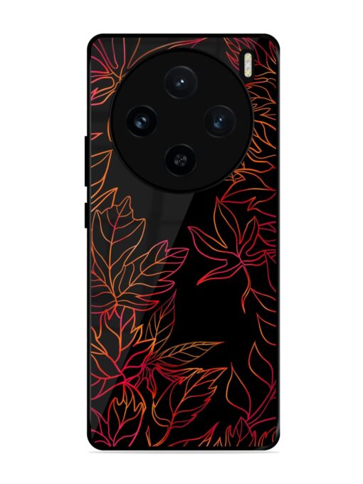 Red Floral Pattern Glossy Metal Phone Cover for Vivo X100 (5G) Zapvi