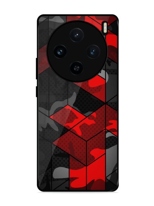 Royal Red Camouflage Pattern Glossy Metal Phone Cover for Vivo X100 (5G)