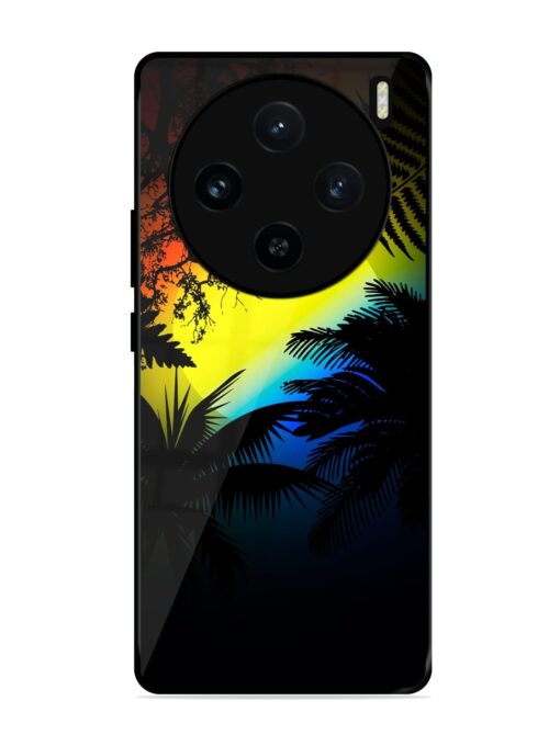 Colorful Sunset With Palm Trees Glossy Metal Phone Cover for Vivo X100 (5G) Zapvi