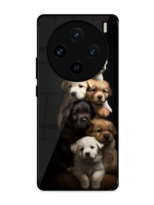 Cute Baby Dogs Glossy Metal Phone Cover for Vivo X100 (5G)