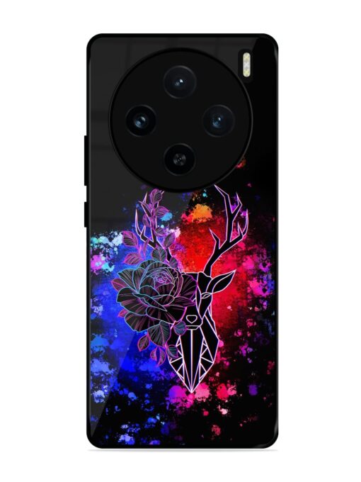 Floral Deer Art Glossy Metal Phone Cover for Vivo X100 (5G) Zapvi