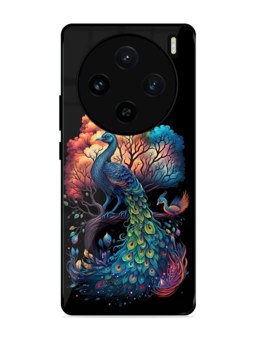 Peacock Tree Art Glossy Metal Phone Cover for Vivo X100 (5G)