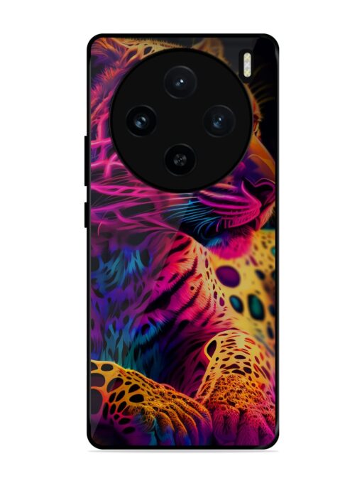 Leopard Art Glossy Metal Phone Cover for Vivo X100 (5G) Zapvi