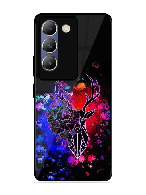 Floral Deer Art Glossy Metal Phone Cover for Vivo Y200E (5G)