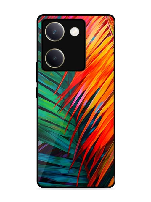 Painted Tropical Leaves Glossy Metal Phone Cover for Vivo Y200 Pro (5G) Zapvi