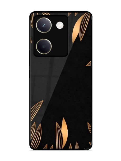 Golden Leaf Pattern Glossy Metal Phone Cover for Vivo Y200 Pro (5G) Zapvi