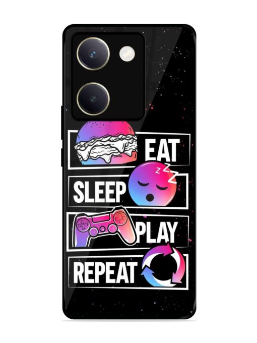 Eat Sleep Play Repeat Glossy Metal Phone Cover for Vivo Y200 Pro (5G)