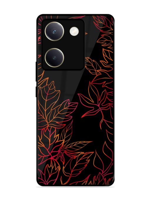 Red Floral Pattern Glossy Metal Phone Cover for Vivo Y200 Pro (5G)