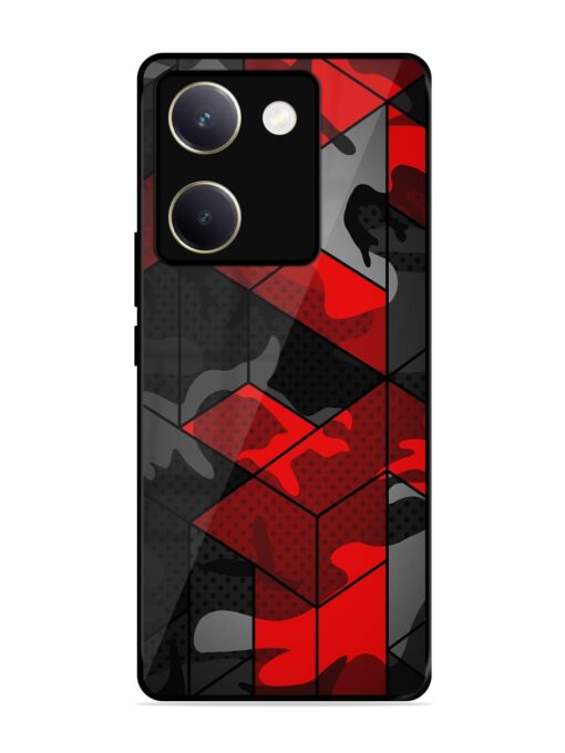 Royal Red Camouflage Pattern Glossy Metal Phone Cover for Vivo Y200 Pro (5G) Zapvi