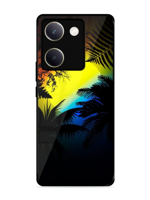 Colorful Sunset With Palm Trees Glossy Metal Phone Cover for Vivo Y200 Pro (5G)