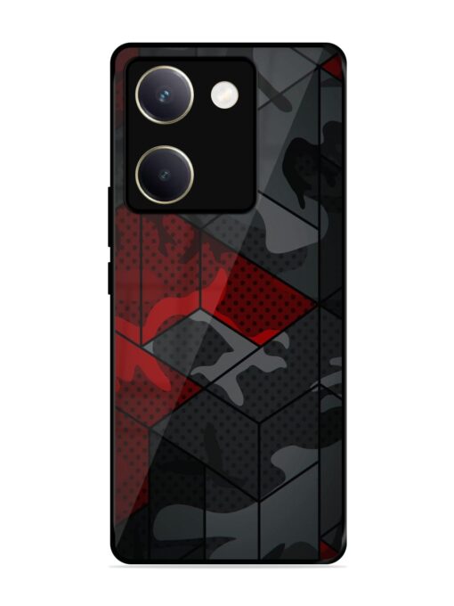 Red And Grey Pattern Glossy Metal Phone Cover for Vivo Y200 Pro (5G)