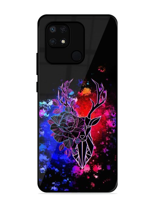 Floral Deer Art Glossy Metal Phone Cover for Xiaomi Redmi 10 Power