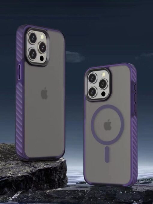 Matte Black Shockproof MagSafe Case for Apple Iphone 14 Pro Max (PURPLE) Zapvi