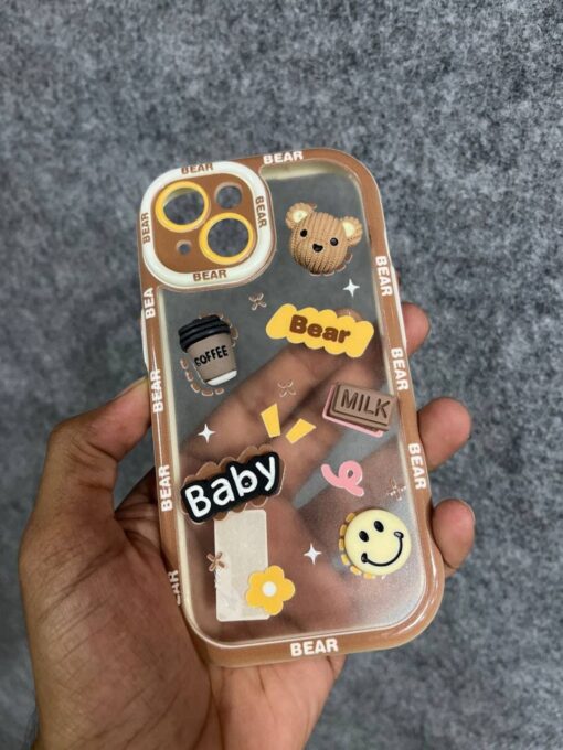 Cute and Playful Bear-Themed Case for Apple Iphone 13 / Apple Iphone 14 (BROWN) Zapvi