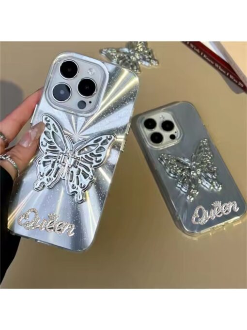 Glamorous Butterfly Case with Queen Charm for Apple Iphone 14 Pro Max (QUEEN) Zapvi