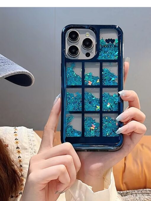 Luxury Glitter Quicksand Case for Apple Iphone 13 / Apple Iphone 14 (BLUE) Zapvi