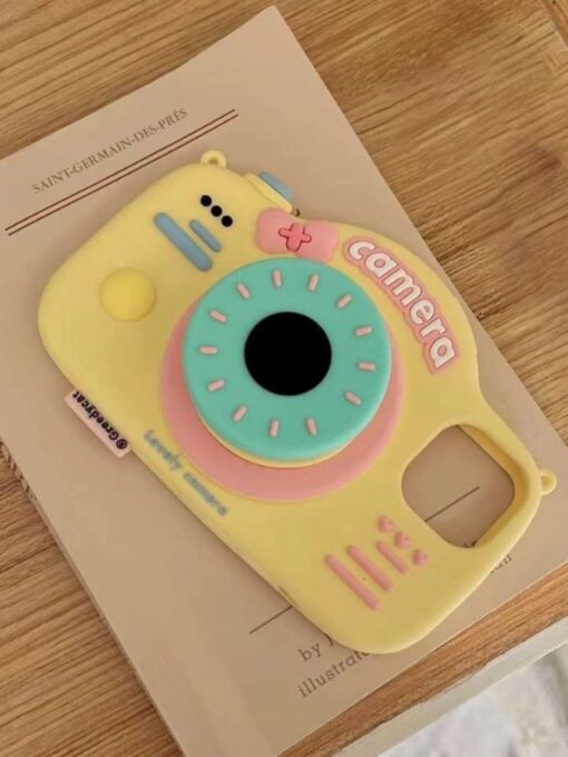 Cute Camera-Shaped Case for Apple Iphone 15 Pro (YELLOW) Zapvi