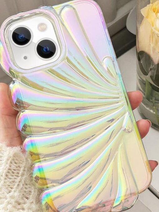 Iridescent Shell-Inspired Case for Apple Iphone 15 (WHITE) Zapvi