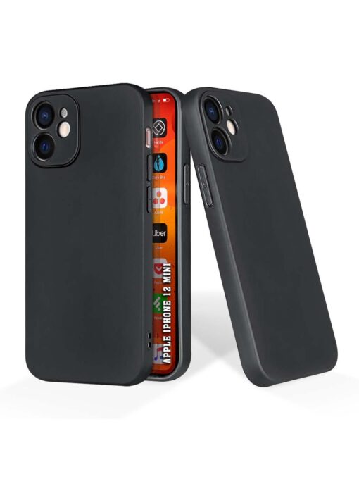 Plain Black Soft Silicone Case for Apple Iphone 12 Mini Zapvi