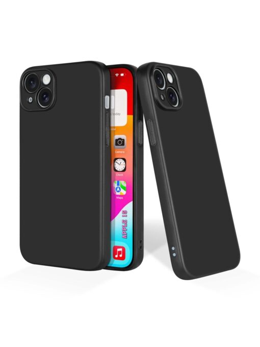 Plain Black Soft Silicone Case for Apple Iphone 15 Zapvi