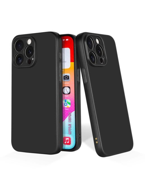 Plain Black Soft Silicone Case for Apple Iphone 15 Pro Zapvi