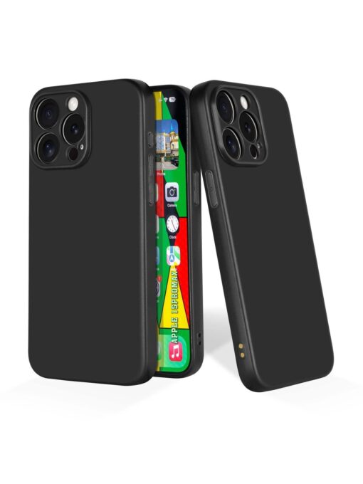 Plain Black Soft Silicone Case for Apple Iphone 15 Pro Max Zapvi