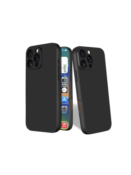 Plain Black Soft Silicone Case for Apple Iphone 16 Pro Zapvi