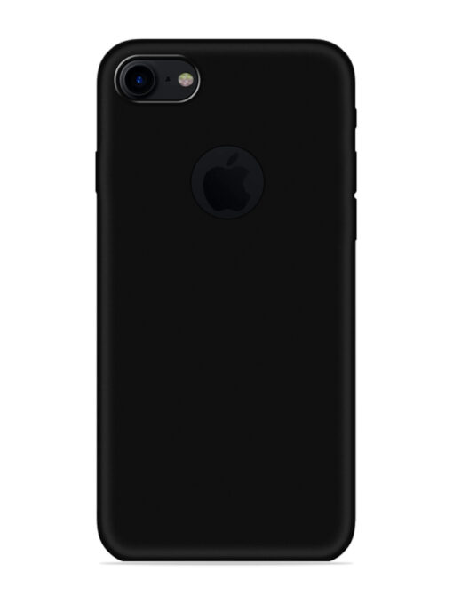 Plain Black Soft Silicone Case for Apple Iphone 7 (Logo Cut)