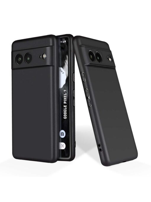 Plain Black Soft Silicone Case for Google Pixel 7 Zapvi