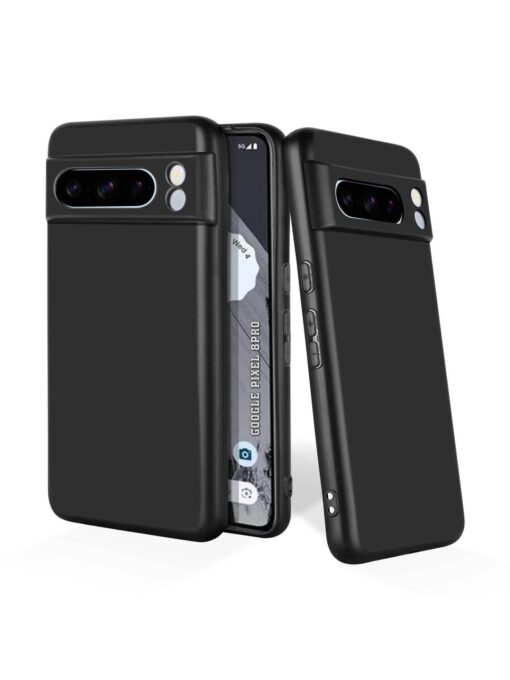 Plain Black Soft Silicone Case for Google Pixel 8 Pro Zapvi