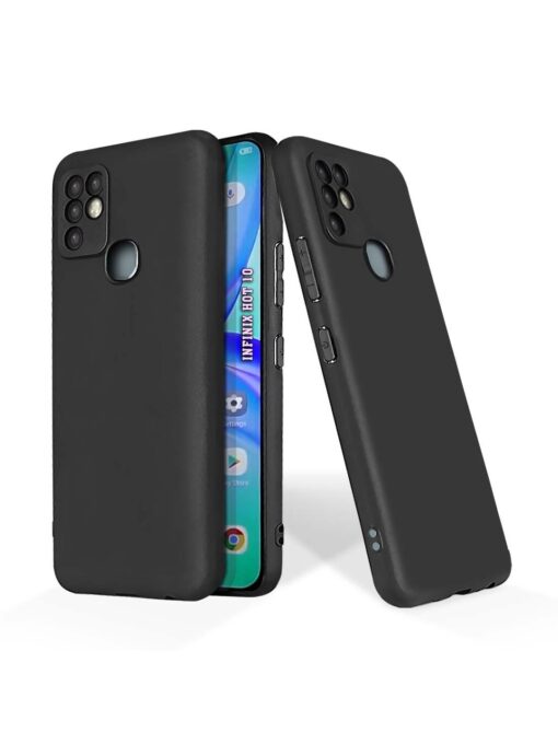 Plain Black Soft Silicone Case for Infinix Hot 10 Zapvi