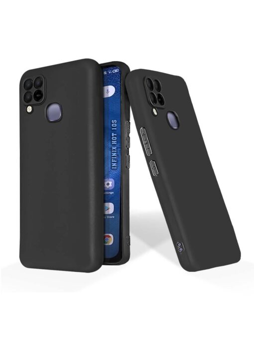 Plain Black Soft Silicone Case for Infinix Hot 10S Zapvi