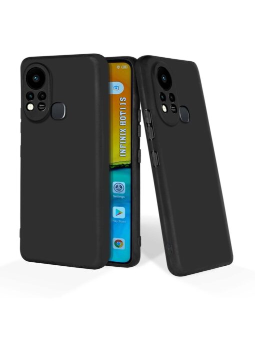 Plain Black Soft Silicone Case for Infinix Hot 11S